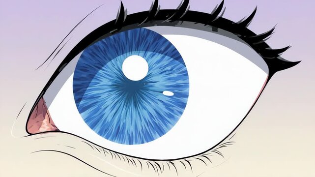 Animated human eye transitions showing different expressions and perspectives with soft gradient background