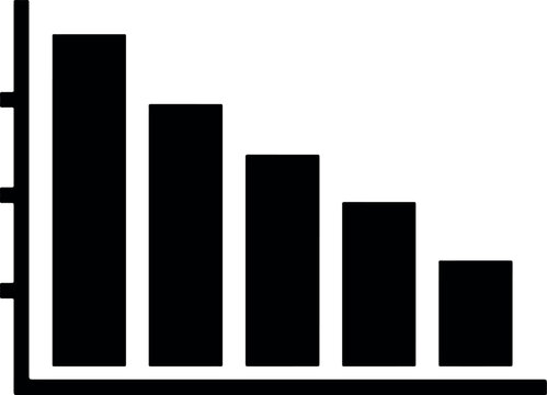 A simple black and white bar chart showing a descending trend of data values on a clean white background for business