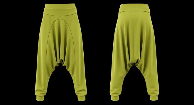 mockup of a chartreuse color harem pants