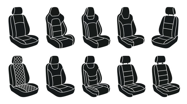 Car seat silhouettes on a white background vector illustration