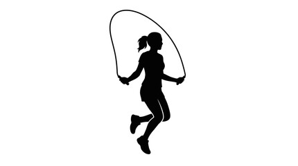 Jumping rope silhouette against a white background simple black shape © Vector Hub24