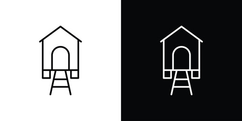 Chicken coop icon line graphic group. EPS10 © diga