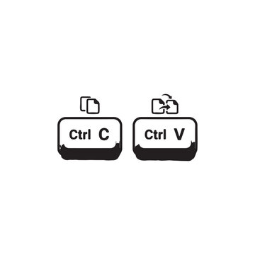 Ctrl C  Ctrl V  keyboard buttons shortcuts. Computer icon. Vector illustration.