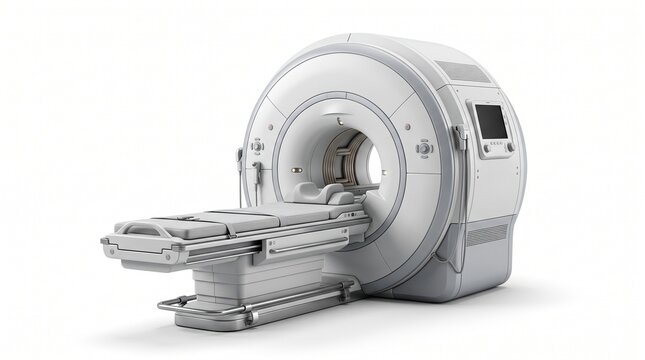 Empty MRI Medical Scanner Device Isolated on White Background