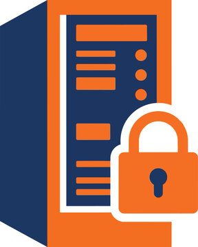 Secure Server Rack Icon for Data Protection and Cybersecurity