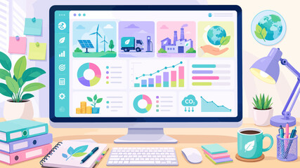 Fototapeta premium ESG Sustainability Analytics Dashboard for Carbon Reduction