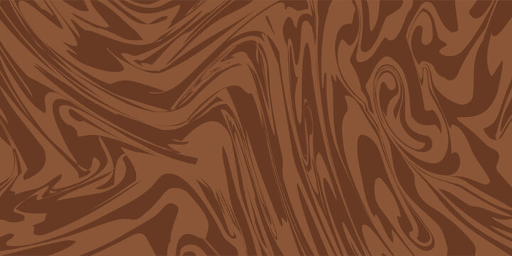 Abstract brown psychedelic waves print background. 1970s trippy seamless pattern. Marble acrylic swirl pattern. Coffee or chocolate liquid texture.