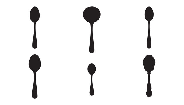 black and white silhouette set of spoon very high quality vector illustration.