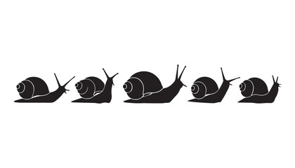 black and white silhouette set of snail very high quality vector illustration. © dinesh