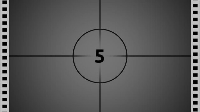 10 seconds from black color vintage film leader countdown animation. Cinema movie reel timer effect screen. countdown from 10 to 0 number old film timer count in retro style.
