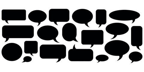 Fototapeta premium Collection of various black speech bubbles and thought balloons for design communication icons.