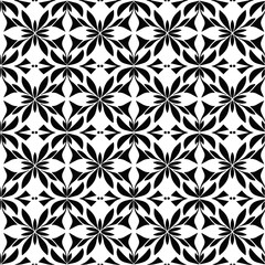 Fototapeta premium Seamless black and white mandala pattern design. Intricate geometric floral motif for digital backgrounds and print projects.