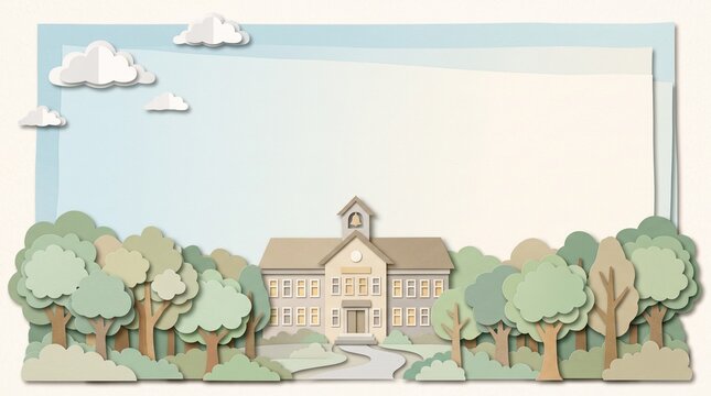 学校校舎のペーパーカット教育背景