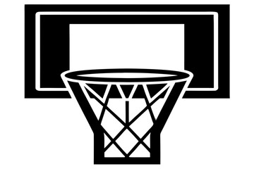 Minimal Basketball Hoop Silhouette Icon – Basketball Net and Rim Black Vector Illustration © Silhouette Studio