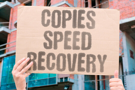 "Copies Speed Recovery" Keeping duplicates accelerates document replacement. LOST. COPIES. SPEED. RECOVERY. DUPLICATE.