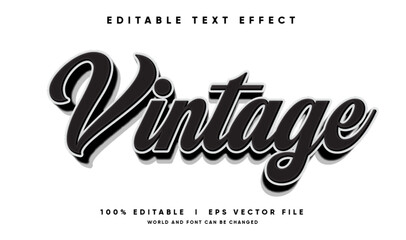 Obraz premium Editable Black Vintage 3D Vector Text Effect with Retro Ornamental Style