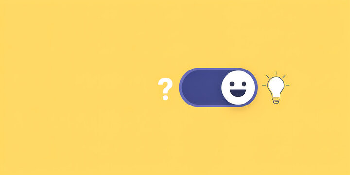 Abstract digital toggle switch with question mark and lightbulb icons question solution abstract interface business innovation creative thinking
