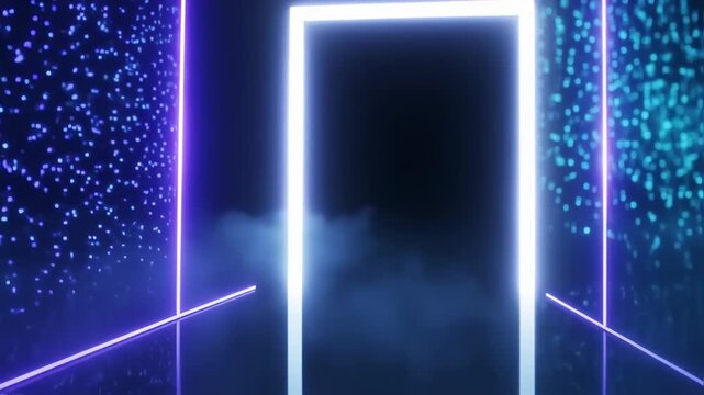 Neon Portal to Another Dimension - Abstract Futuristic Background.
