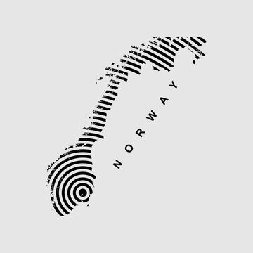 Minimalist Norway map silhouette with abstract black and white concentric circular lines. Modern geometric Norwegian vector concept for infographics, ads, posters, and Nordic designs.