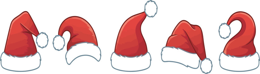 Santa Claus Hat Isolated on Red and White Christmas Background with Festive Holiday Decoration for Winter Celebration and New Year Season Stock Photo © BipashaSketches 