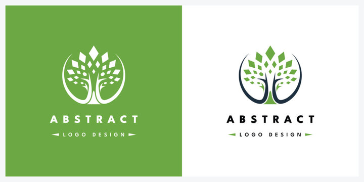 Abstract tree logo design. Eco friendly nature icon for sustainable business branding.