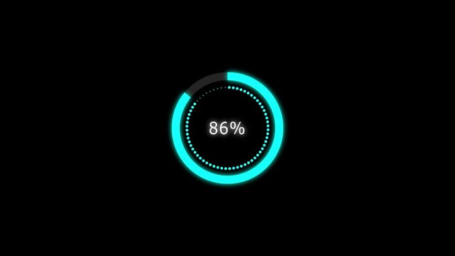 A modern Circle Loading bar icon animation. 86% number percent circle loading icon modern design animation. and creating a stunning 4k video.