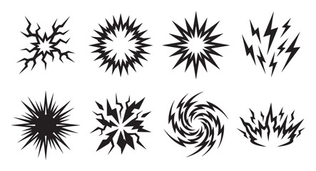 Fototapeta premium Explosion starburst crack lightning bolt and swirl abstract shapes.