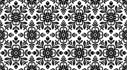 Obraz premium Seamless floral damask pattern with vintage ornamental flowers.