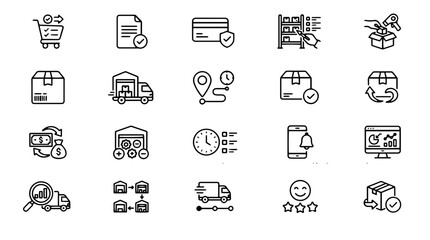 Fototapeta premium Logistics and supply chain management icons with logistics delivery shipping