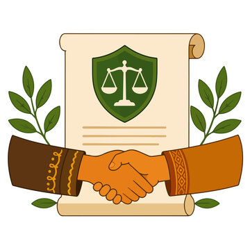 Indigenous Rights Agreement and Law Document Vector Illustration