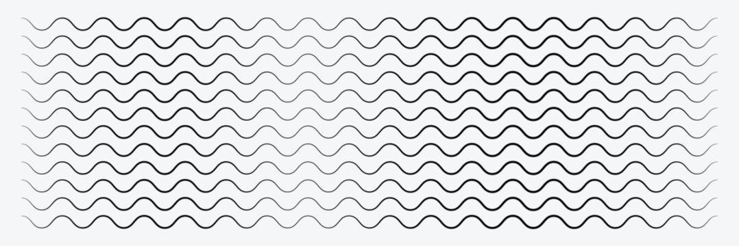 Wave line and wavy zigzag pattern lines. vector black underlines, geometric decoration element. smooth end squiggly horizontal, squiggles on white background. 
