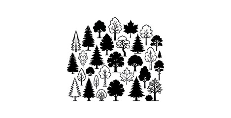 Forest Tree Silhouette Icon Set © Melatunz