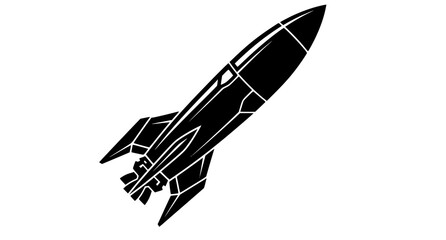 Futuristic Rocket Ship Silhouette Vector Icon in Dynamic Launch Position for Aerospace Engineering and Technology Branding © Ajoy