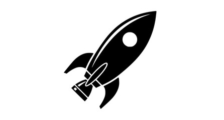 Modern Rocket Ship Silhouette Vector Icon with Elegant Aerospace Spacecraft Design for Technology Innovation Branding © Ajoy