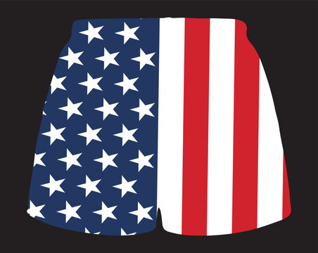 American Flag Graphic Illustration in Modern Geometric Shape Isolated on White Background