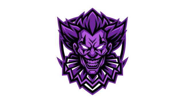 Purple evil clown mascot logo design.