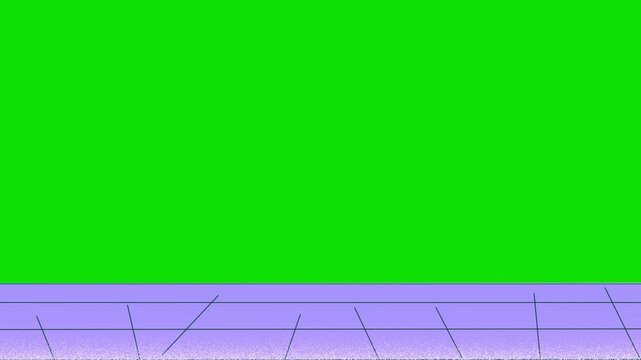 Minimalist Purple Perspective Grid Floor on Green Screen Animation