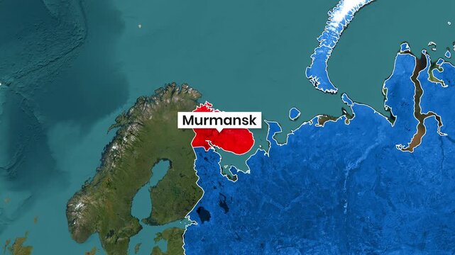 Animated Map of Russia Highlighting the Murmansk Region