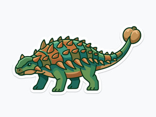 Fototapeta premium Cartoon Ankylosaurus dinosaur with spikes and club tail illustration.