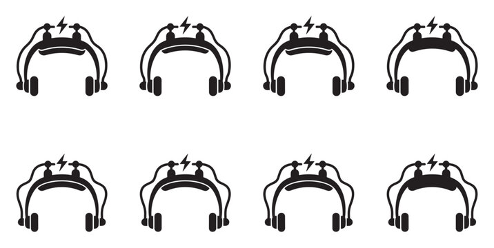 Headset with electrodes and lightning bolt, brainwave measurement set.