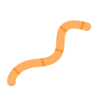 Cute cartoon earthworm vector illustration isolated on white background