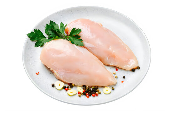Fresh Chicken Breast With Seasonings On Plate transparent background