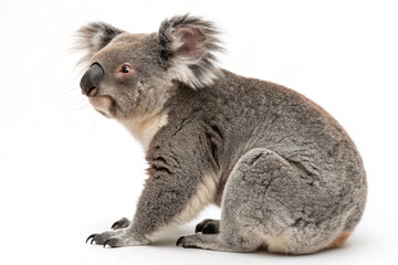 A koala sitting on a white background © musa
