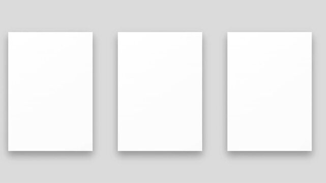Minimalist Branding Identity Mockup Animation Featuring White Paper Blanks Sliding on Neutral Background for Business Presentations and Portfolio Showcases 4k video