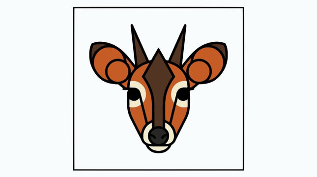 Duiker antelope flat vector illustration cute cartoon icon design