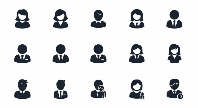 Black and white silhouettes of diverse human heads and faces.