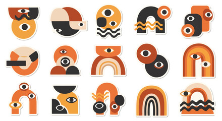 Colorful cartoon animal faces on white background. © MASJAB