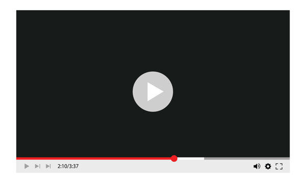 Modern video player interface with play button and progress bar