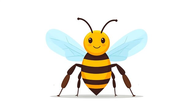 Cartoon bee character standing isolated on white background.