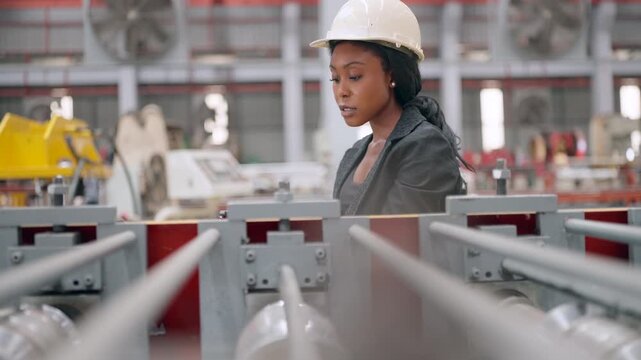 Businesswomen or entrepreneurs in the industrial manufacturing sector with expertise and proficiency in management, capable of inspecting factory production systems to gather information for business 
